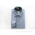 Floral Printed Collar Splicing Checked Pattern Shirts